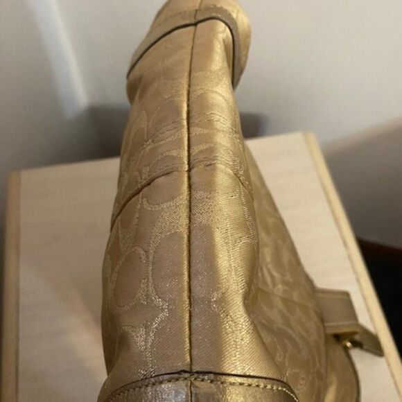 Coach Gold Studded Lurex Signature Flap Duffie bag #12852 - Picture 10 of 10